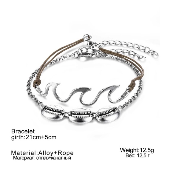 2 Pcs Beach Wave Conch Shell Boho Anklets - Picture 7 of 7